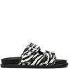 STEVE MADDEN WOMENS SLIDE STRAP SANDAL - BLACK ZEBRA